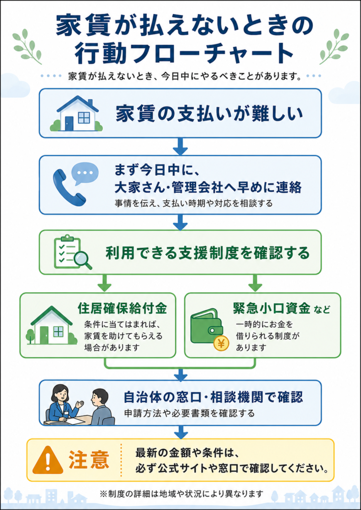 家賃が払えないときの行動の図解