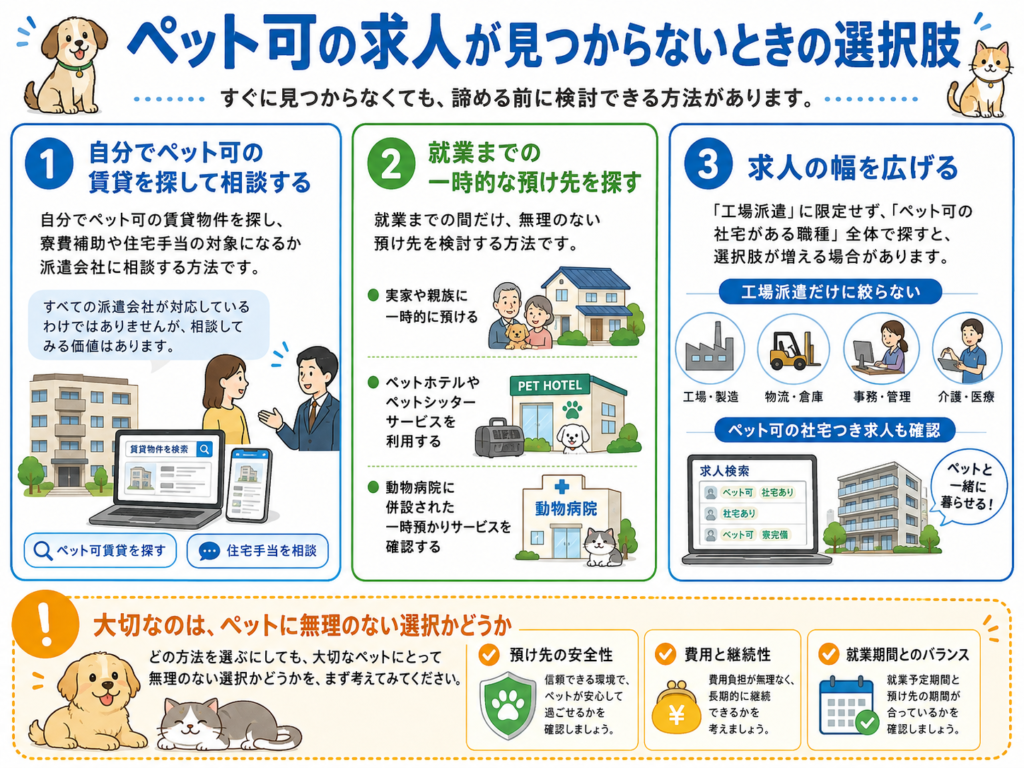 ペットの一時預け先の選択肢を示す図解